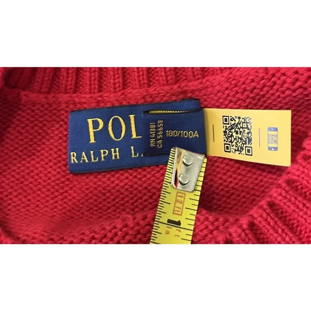 Ralph Lauren Red Crewneck Sweater with Blue Pony